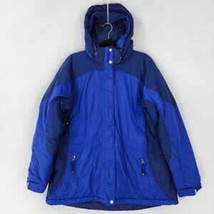 LL Bean Coat Womens Extra Large Blue Hooded Primaloft Vintage Winter Outdoor.
